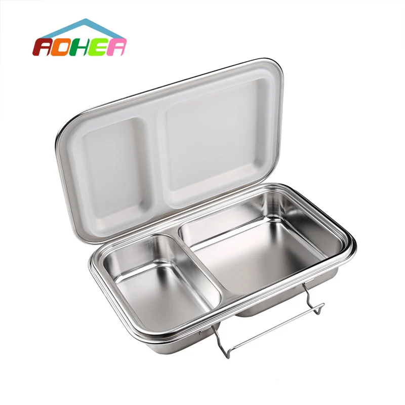 Aohea American Style Rectangular Stainless Steel Bento Lunch Box Wholesale Sealed Lunch Box for Adults and Kids