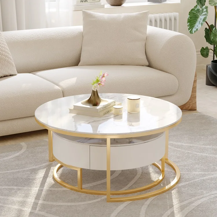 Haiyang Living Room Coffee Table Nesting Marble Tea Coffee Table Set
