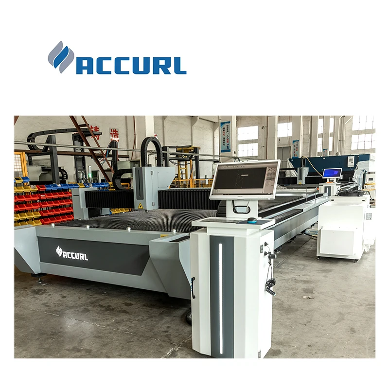 ACCURL Laser Cutting Machine With Full Cover and Exhange Table 2kw IPG Source