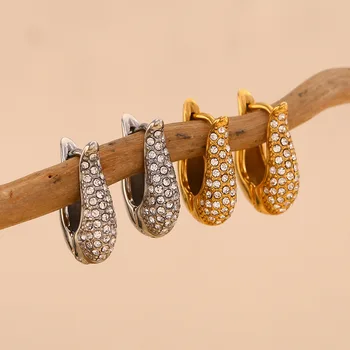 Simple Personality Zircon U-Shaped Earrings Classic Sheha Women's Jewelry Fashion Stainless Steel Women's Stud Earrings