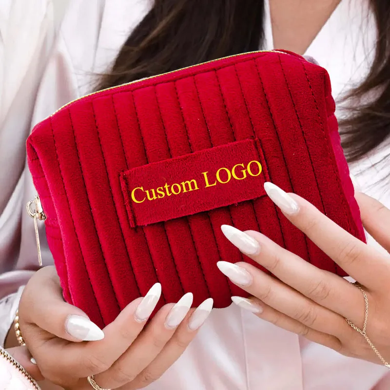 Custom LOGO High Quality Plush Velvet Makeup Bag