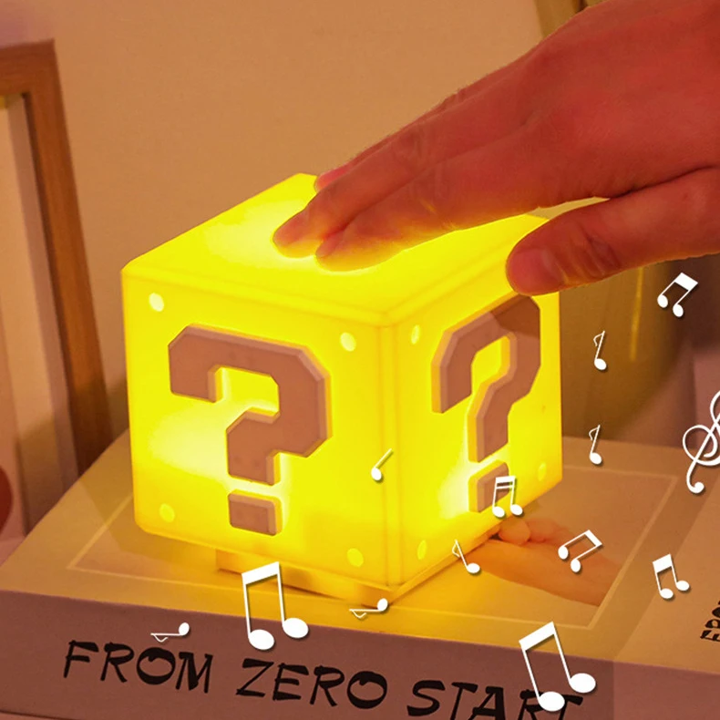 Classic Led Desk Table Rechargeable Small Gift Mario Bros Block Brick Question Desktop Bedside Night Light Super Mario Lamps