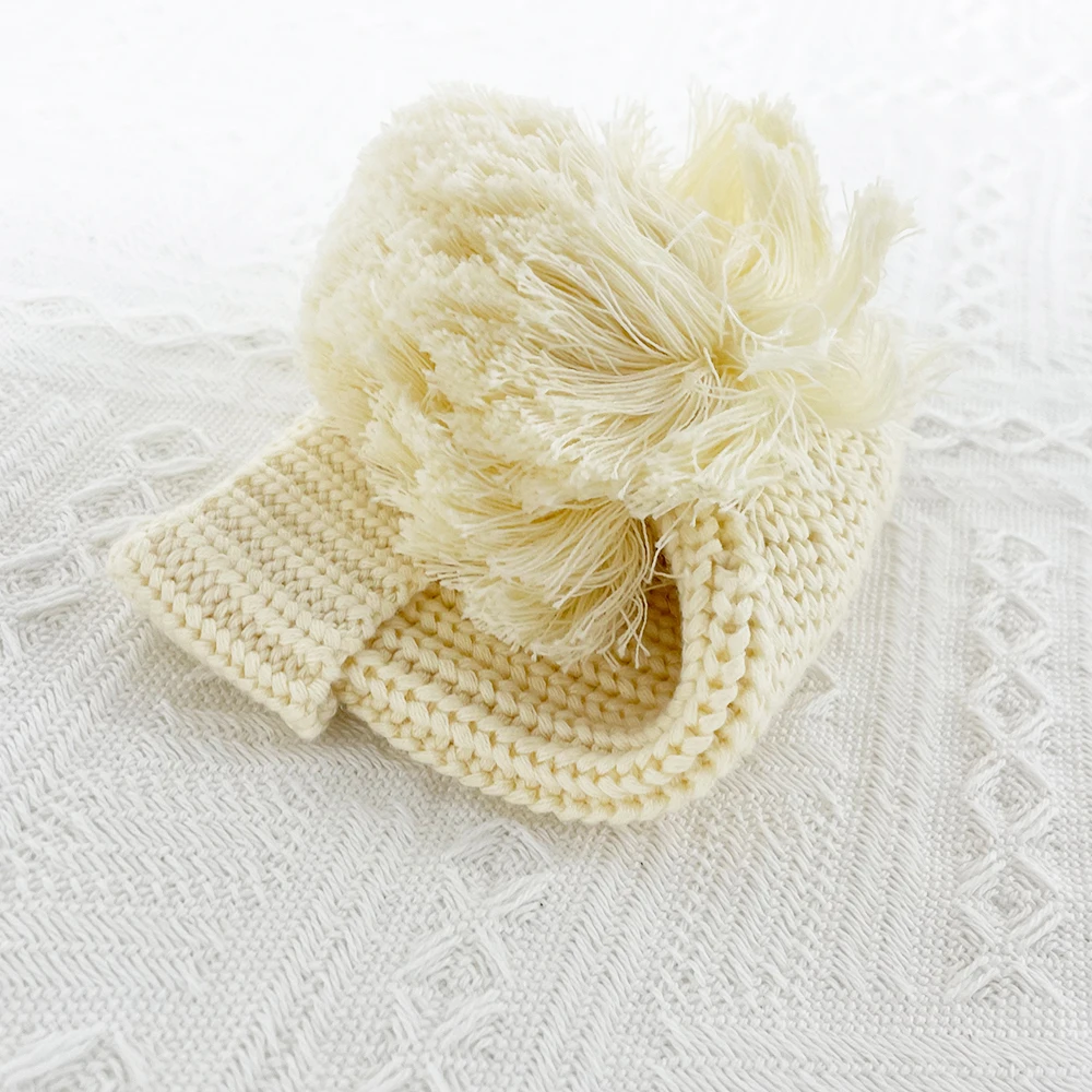 Детская Зимняя шерстяная вязаная шапка с двойным помпоном