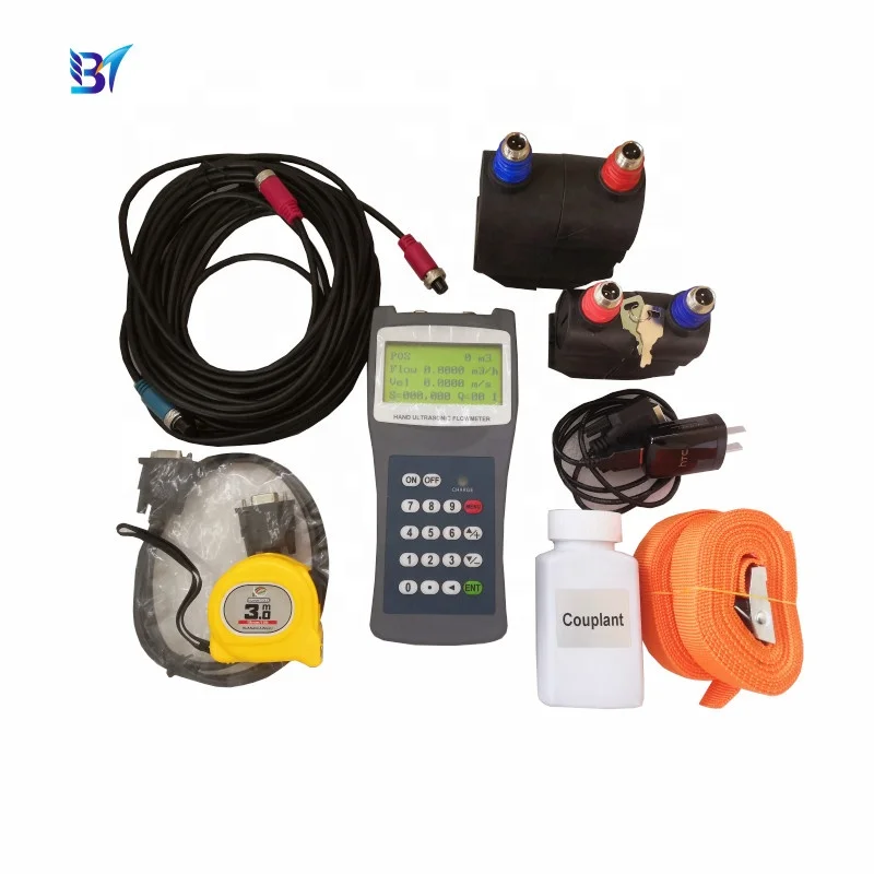 Hand Hold Flow Measuring Instruments RS232 Interface Water Portable Ultrasonic Flow Meter Sensor