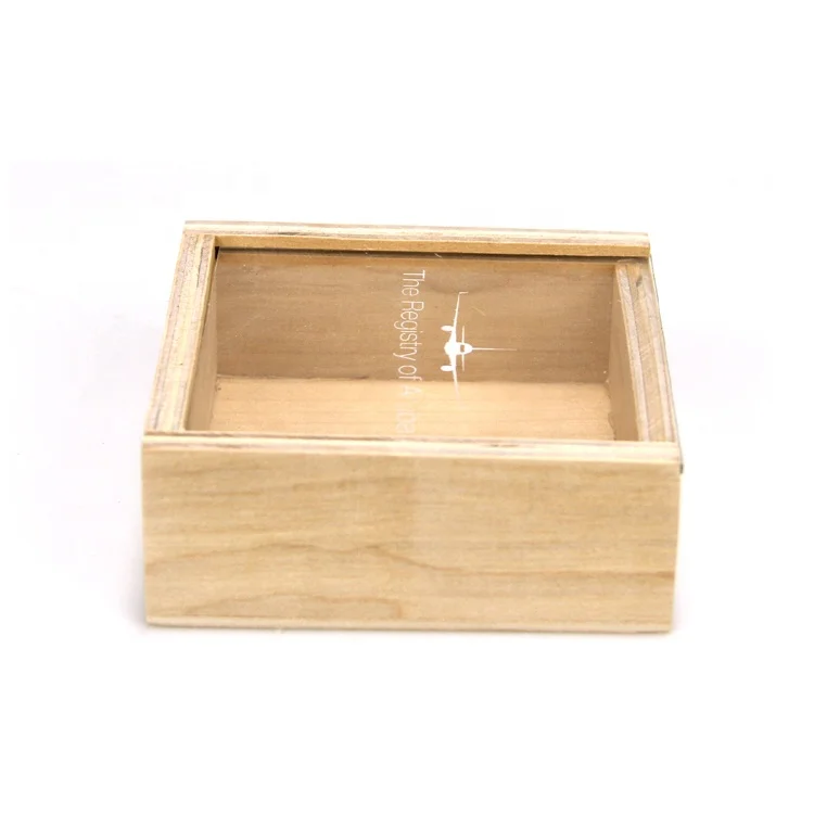 Custom Size Unfinished Small Wooden Storage Box with Sliding Lid for Packaging