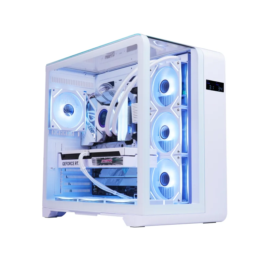 Wholesale Desktop Gaming Computer Case Aluminum Casing ATX Motherboard Full  Tower Supported Tempered Glass PC Case Cabinet