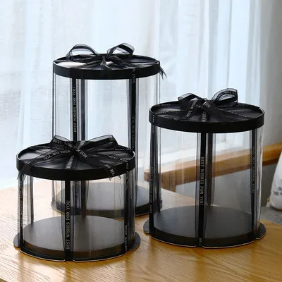 Pvc Transparent Baking Package 6 8 12 Inch Round Cake Box Bakery Packaging Supplier