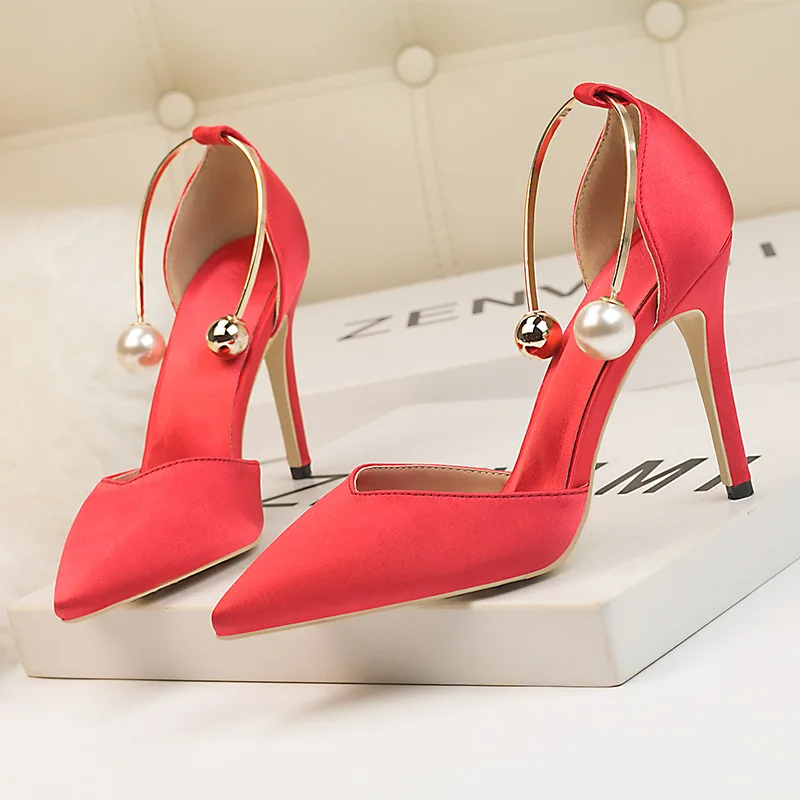 Women Pumps Sexy Summer Shoes High Heels Wedding Party Pointed Toe Buckle Strap Female Dress Nude Heels