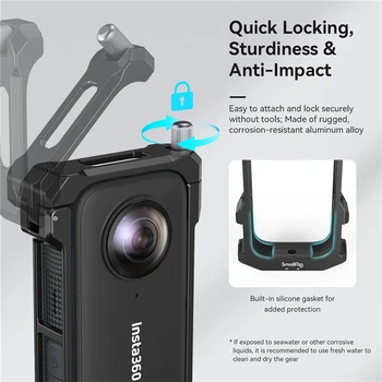 SmallRig Aluminum Frame Cage for Insta360 X3, Protective Case for Insta 360 X3, with 1/4" Threads, Cold Shoe Mount, Folding detail image