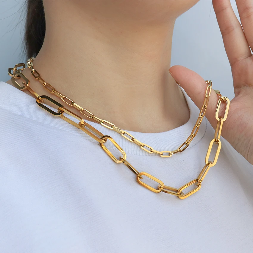 Two-Tone Wall Street Paper Clip Chain Necklace from RIVA New York