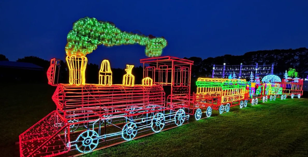 Factory Customized Illuminated Christmas Decoration Giant 3d LED Rope Light Train Motif Lights