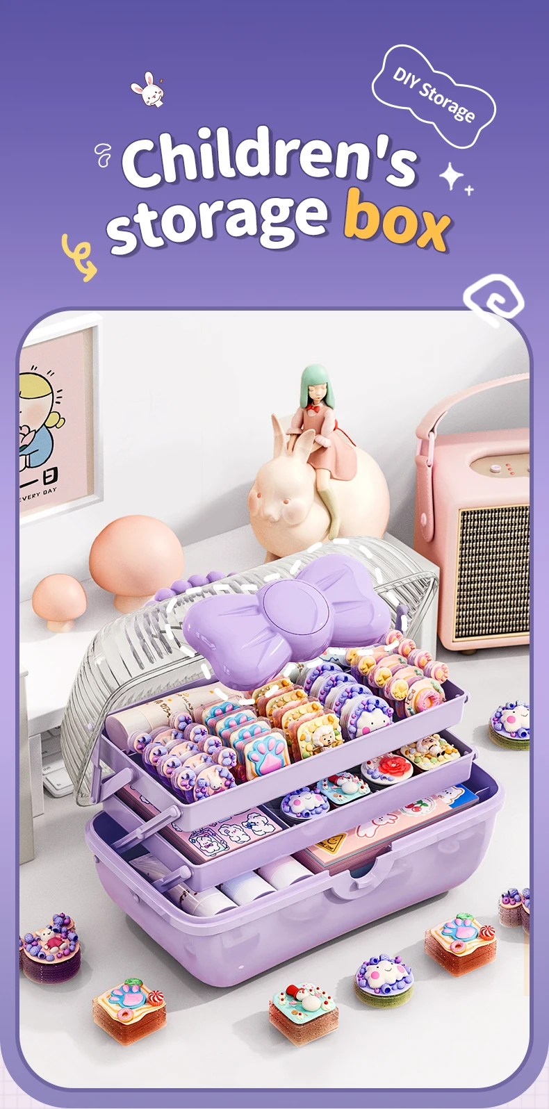 Cute Storage Box For Children Kids Decorations Storage Plastic Made