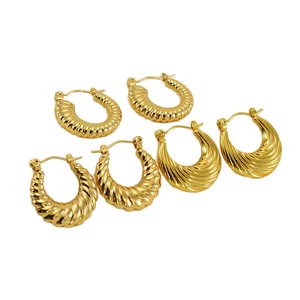 Fashion Trendy Titanium Steel Hoop Earrings for Women High-end 18K Gold Plated Jewelry