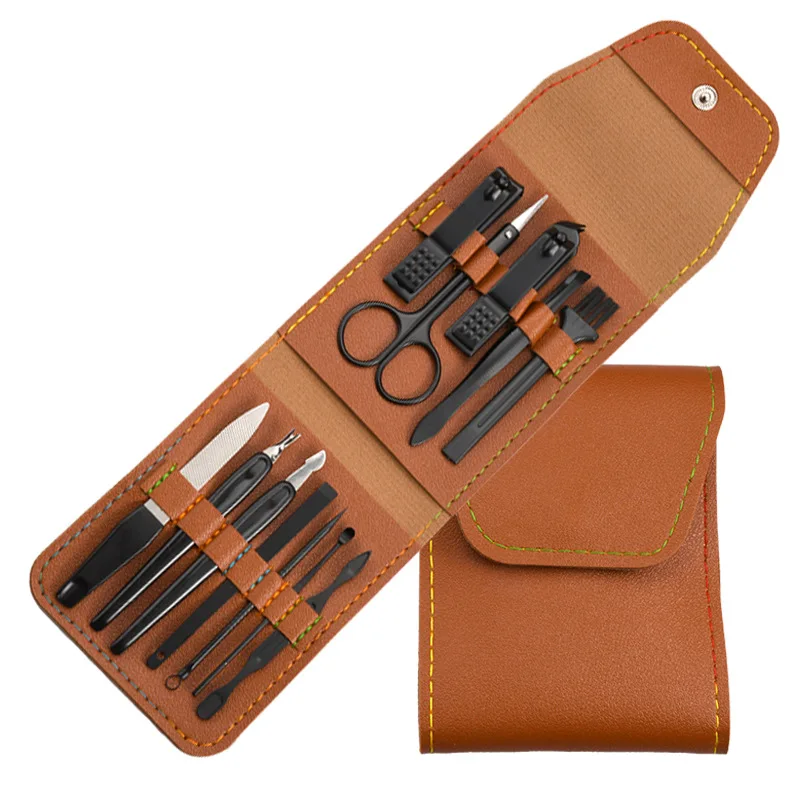 Factory Direct Selling Luxury Manicure Set Stainless Steel Black Beauty Set Manicure Tools