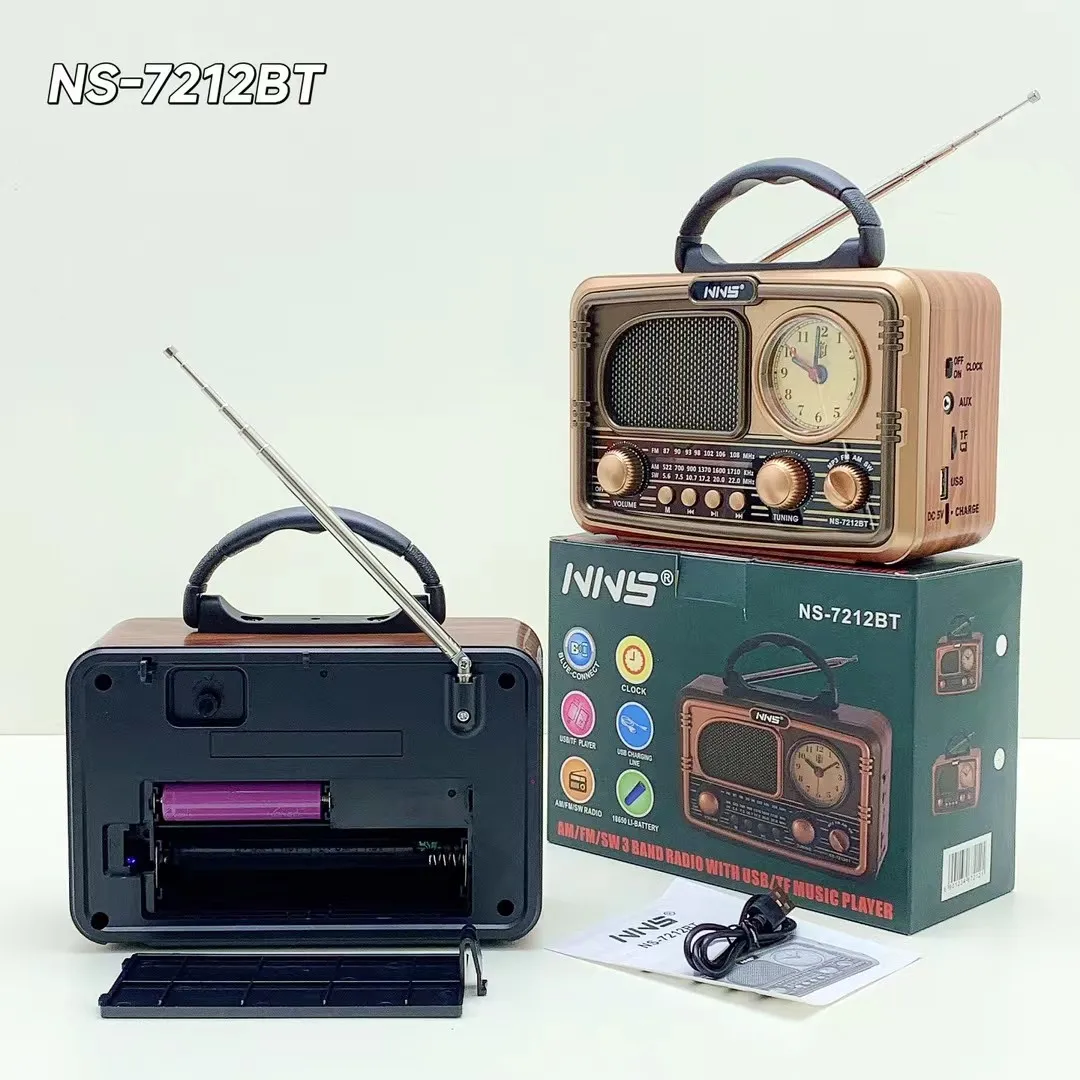 Retro Wireless Speaker - FM AM SW3 Bands Radio NS-7212BT