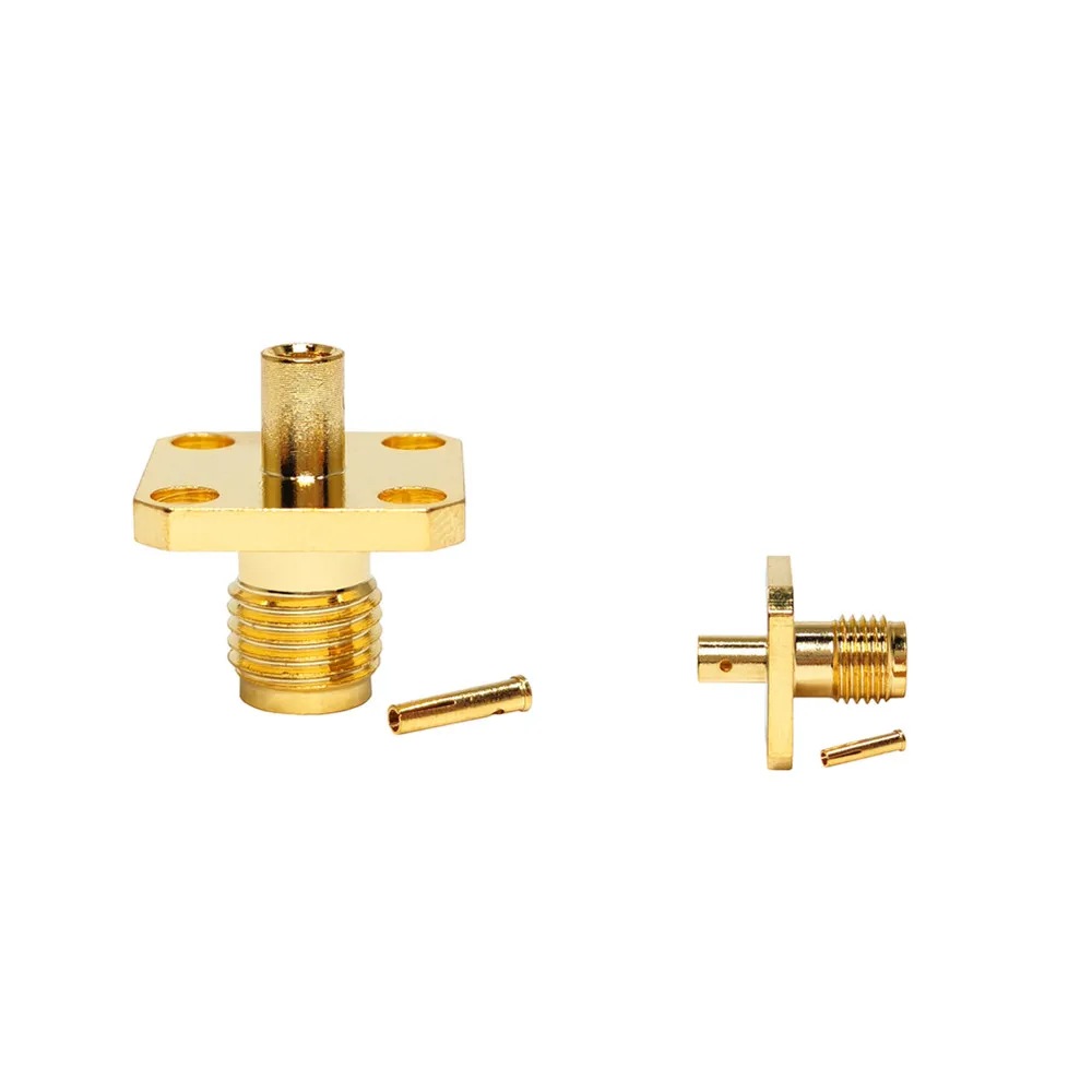 Factory Supply Sma Female Jack Solder 4 Hole  Flange Panel for Rg405 086 RG141 Rf Coaxial Cable  Connector Connectors