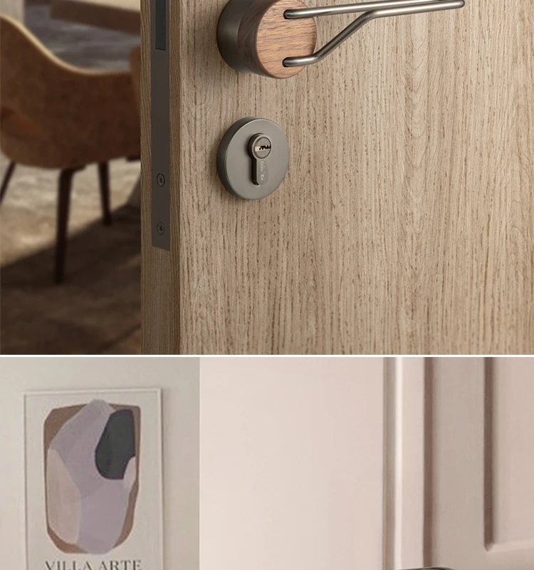 Gooki Lever Door Handle Stainless Steel Zinc Alloy And Black Walnut