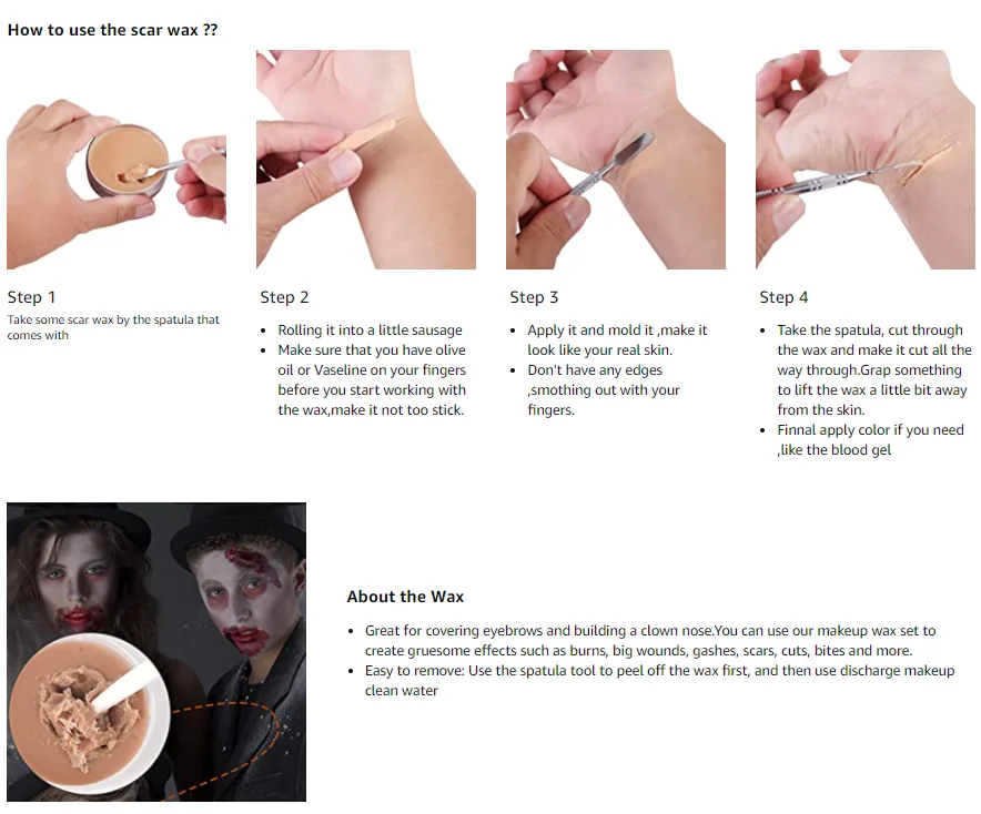 50G Fake Scar Wax Halloween Nose Modeling Putty Wound Fake Scar Make-Up  Putty Skin Wax Cosmetic