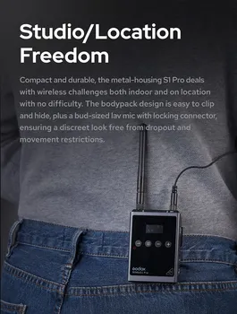 Godox  WMicS1 Pro Camera-Mount UHF Full Metal Dual-Channel Wireless Omni Lavalier Mic Microphone System (514 to 596 MHz) detail image