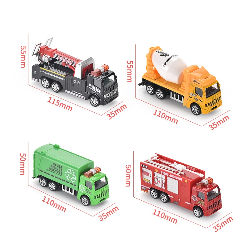 8 вариантов дизайна 1:55 сплав тянуть обратно мини прицеп автомобиль игрушка модель грузового автомобиля с музыкой и светом