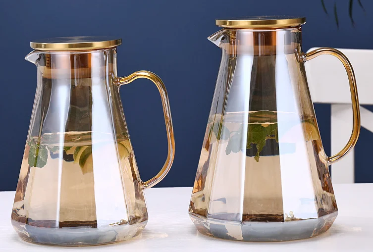 Factory high borosilicate glass teapot set Drink Set Water Jug with cup and holder