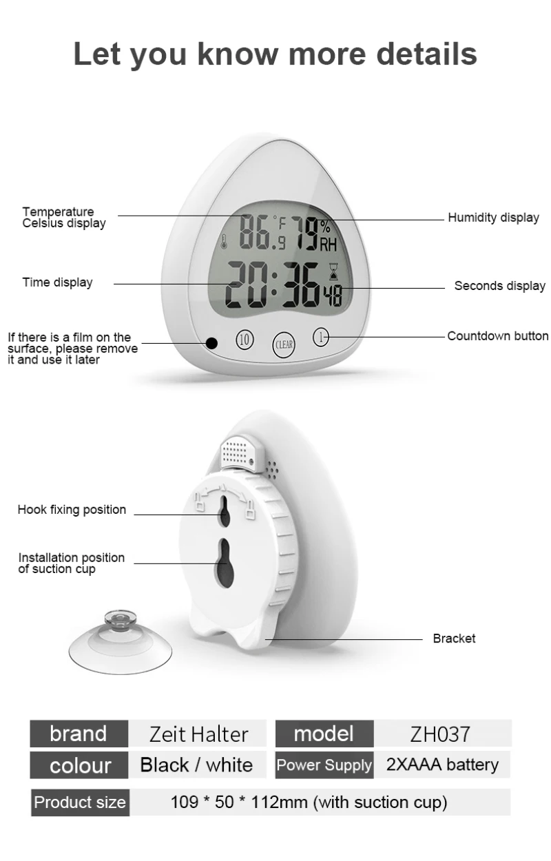 Timer Home Abs Lcd Alarm Clock Display Kitchen With Shower