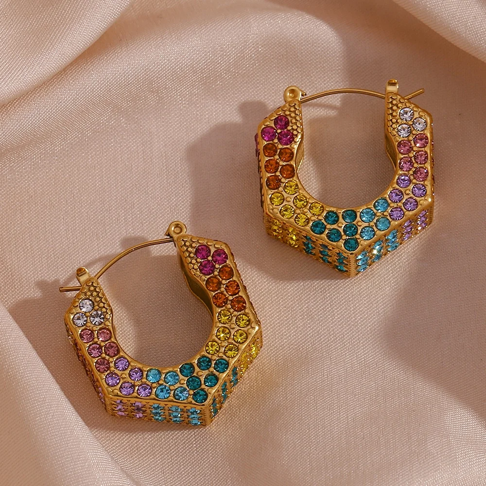 Tarnish Free Jewelry Set Y2k Enamel Crystal Rhinestone Earring Set Pvd