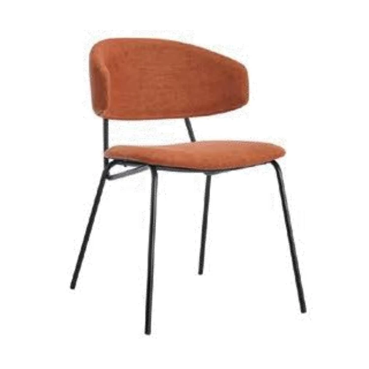 Luxury Curved Restaurant Dining Room Chairs Metal Bases Fabric Upholstered Dining Chairs For