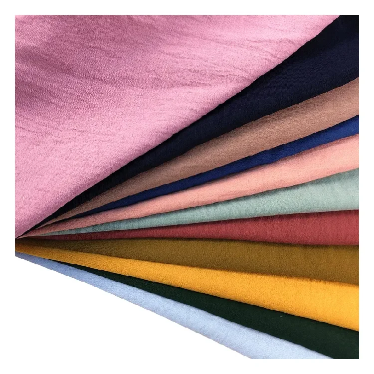 Wrinkle Fabrics Customize Color Plain Dyed 100% Polyester Woven Crinkle CEY Crepe for Clothing Women Free Sample Hebei China