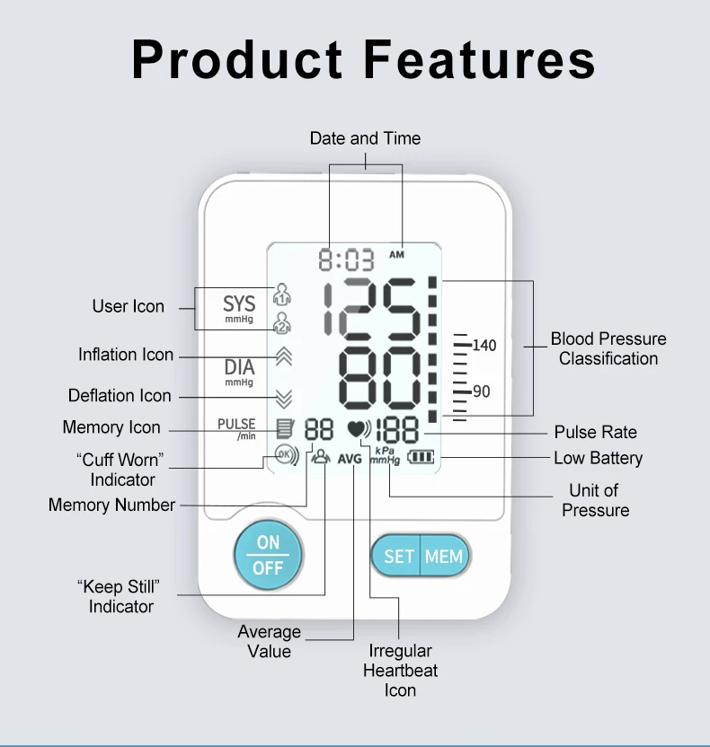 AOJ-30B Automatic Digital Arm Blood Pressure Monitor for Home Use