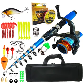 Kit Pêche Enfant Joyeee – Canne Télescopique 1,2m, Moulinet Pré-enroulé, Leurres, Sac De Transport – Idéal Débutants 3-14 Ans