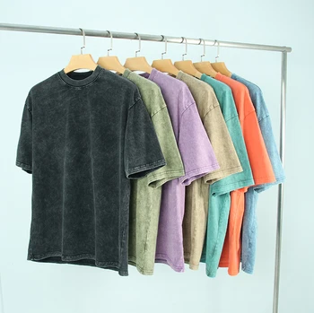 Wholesale mens clothes oversize tshirt heavyweight cotton blank acid wash t-shirt custom graphic vintage wash t shirt