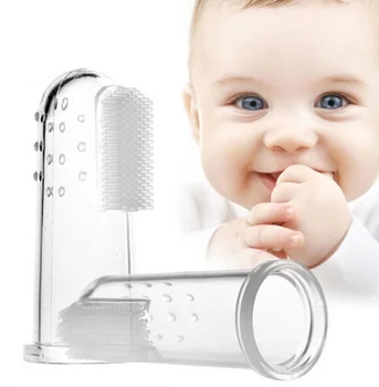 Food grade eco-friendly finger silicone baby tooth brush for cleansing kid's tongue and teeth