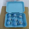 Caja de almacenamiento azul de 8 unidades con alfileres de tela y agujas de acero.