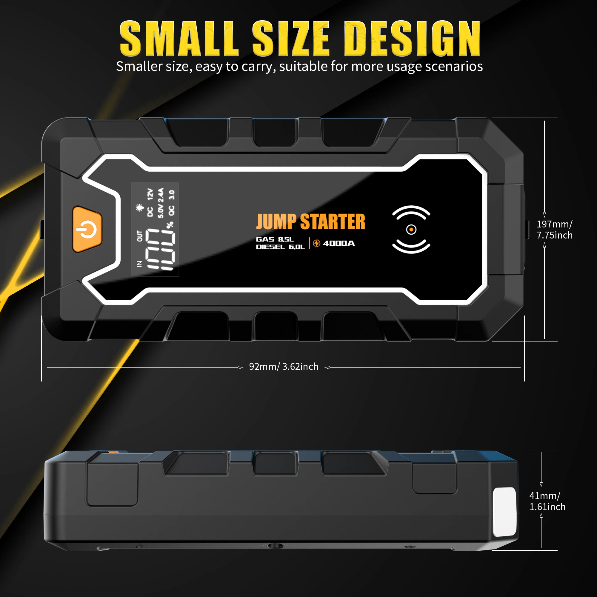 New 12v Emergency Vehicle Tools Portable Power Bank Wireless Charger