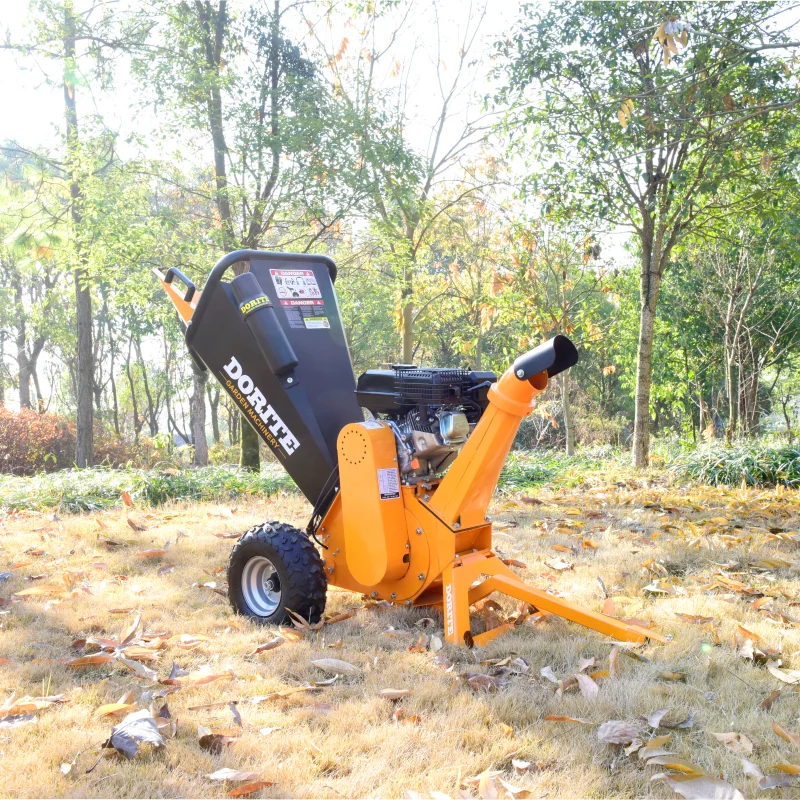 7HP Gasoline Engine Tree Branch Leaf Wood Chipper Shredder Double Sides Blades Crusher Wood Chipping Machine