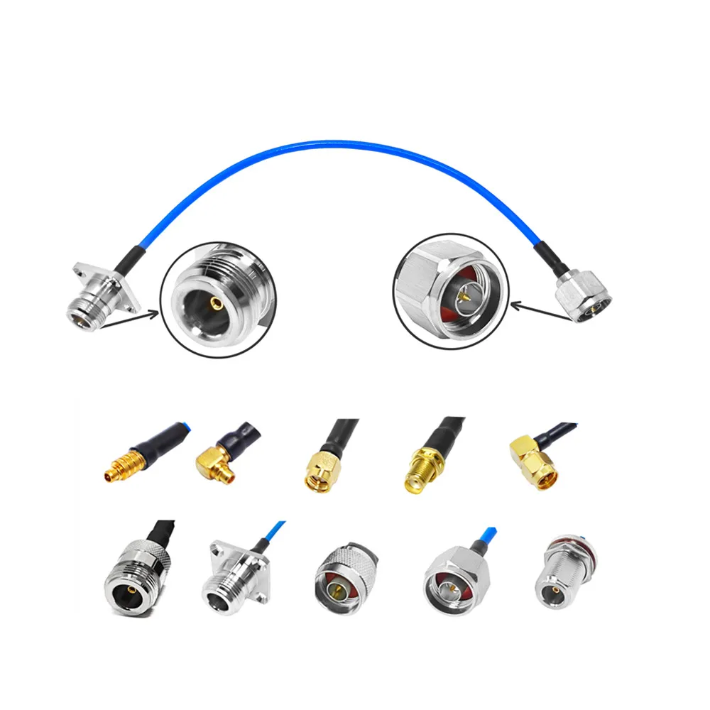 Factory Wholesale RG402 Cable with N Male Plug to N Type Female Jack Flange 4 Holes Connector 30CM Pigtail Extension Cable