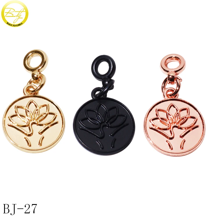 Custom Circle Shape Jewelry Name Tags Designer Custom Stamped Gold Logo