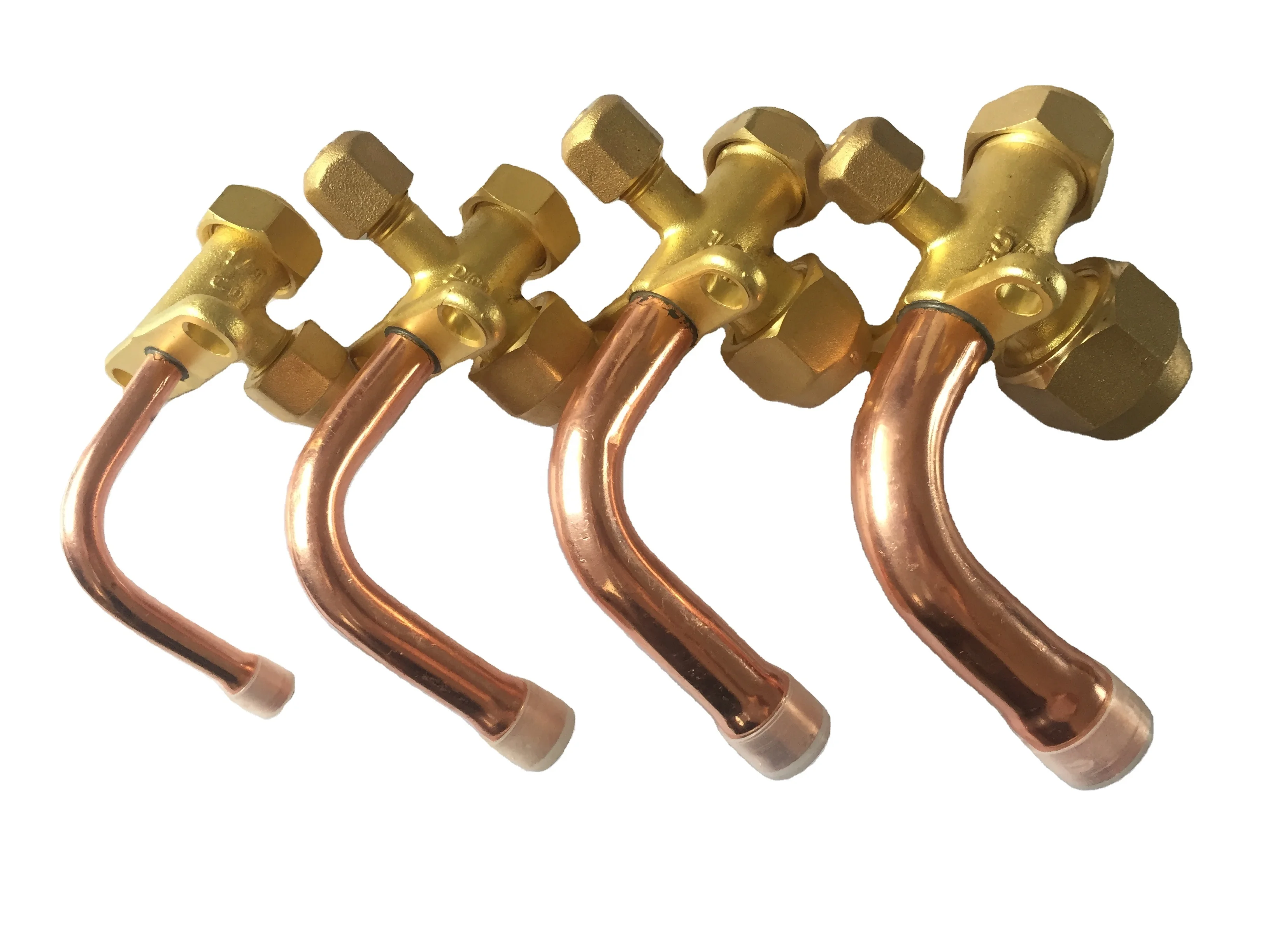 Copper Split Service Valve 1/4" 3/8" 1/2" 5/8" L Bend Gas Stop with Good Quality for Air Conditioner Parts