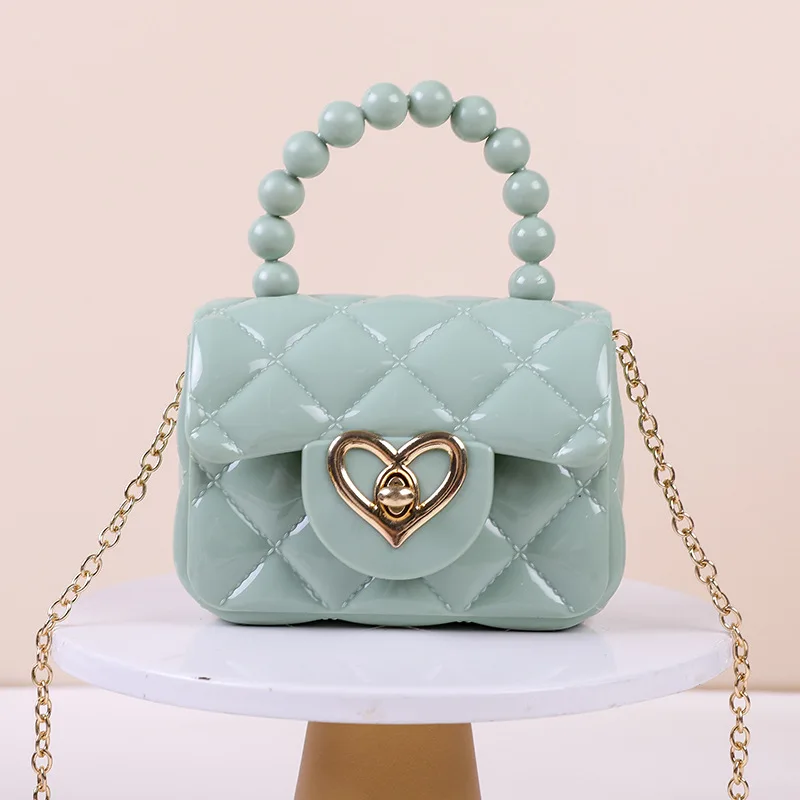 Mini Solid Color Faux Pearl Beaded Twisted Handbag, Jelly Candy Colored  Handbag With Chain Strap, Crossbody Bag