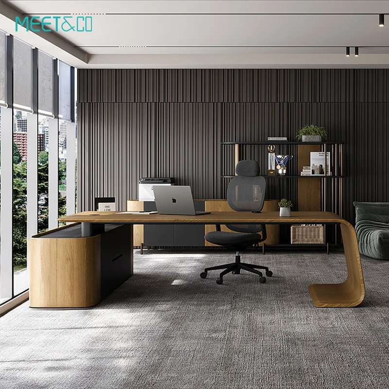 Wholesale Customizable Luxury Modern Boss Table Desk Wood Office Table With Elegant Design for Boss or Executive Use