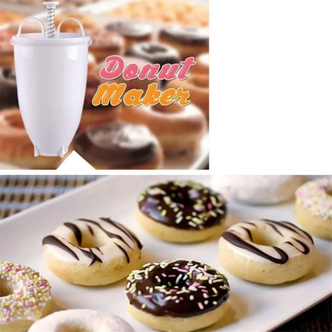 DIY Mini Doughnut Maker Donut Maker Machine Manual Dispenser Utensil KitchenTool 