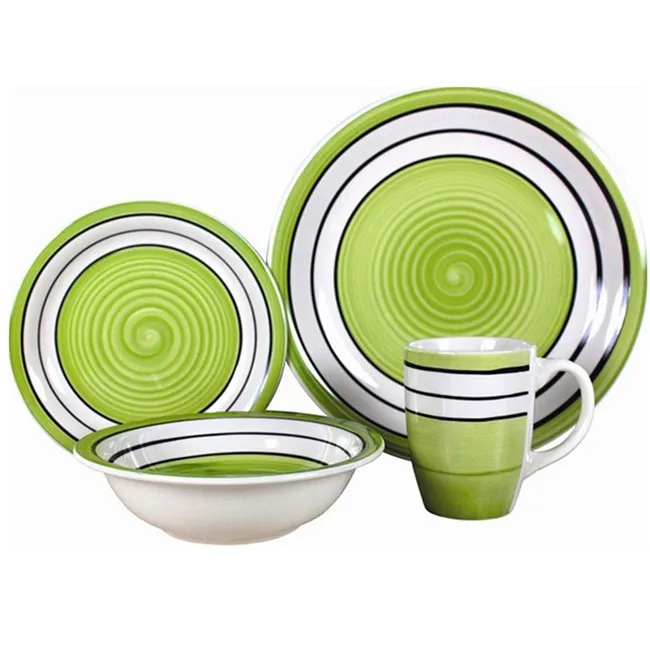 Eco-Friendly Disposable Ceramic Dinnerware Set Double Wall Microwave Safe Transparent Handpainted Bowl