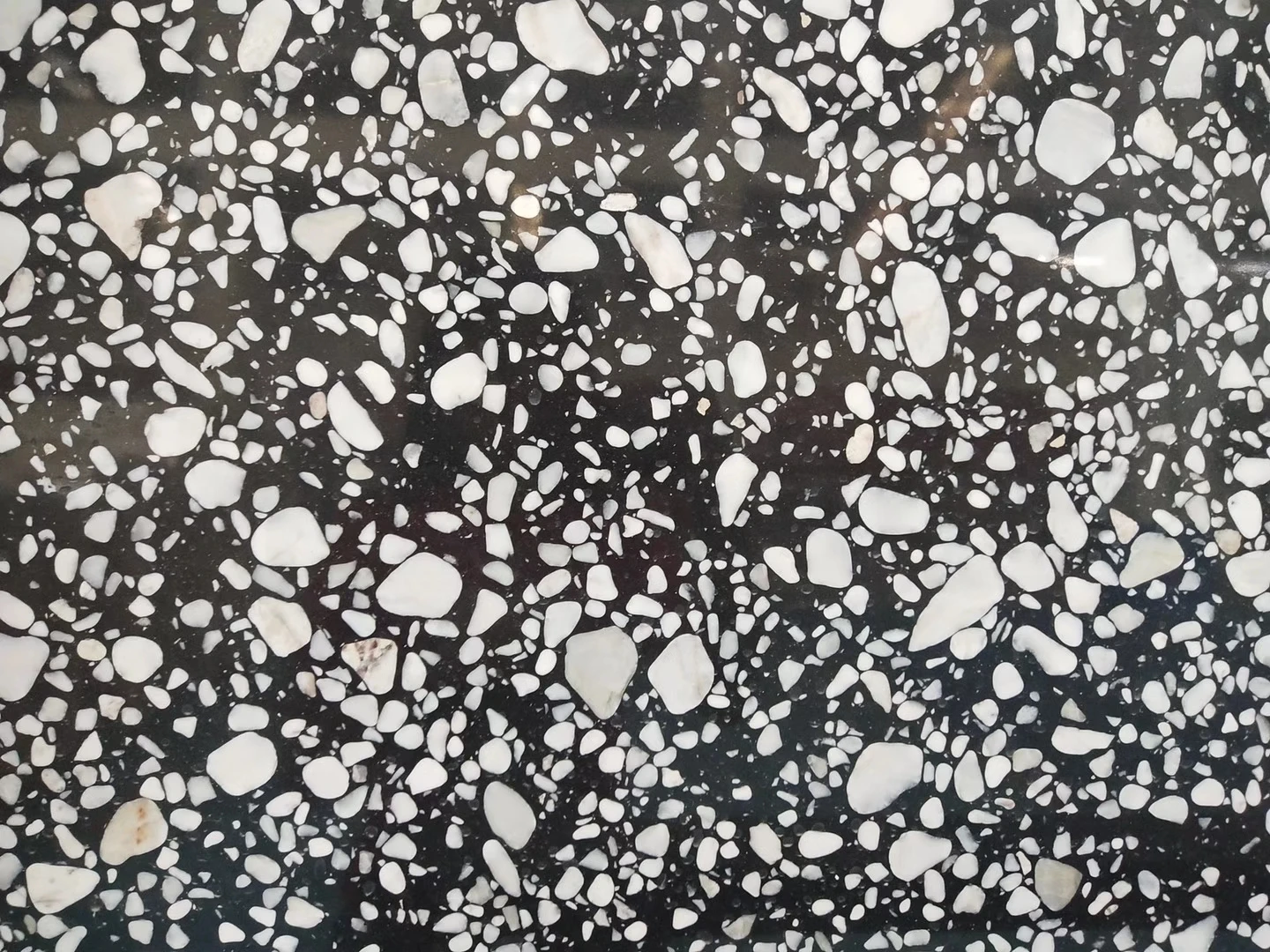 Artificial Stone White Dots Black Terrazzo Flooring