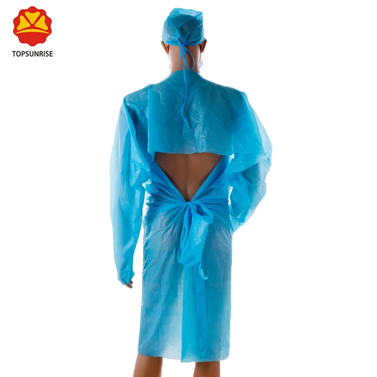 Disposable Surgical CPE Gown With Thumb Loop gown with thumb up Blue Cpe Gown/disposable