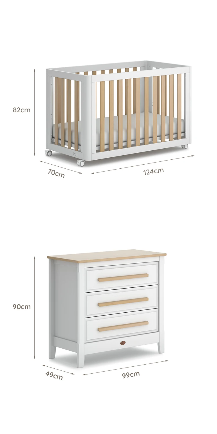 Boori Modern Nursery Furniture Wooden Height Adjustable Baby Cot With