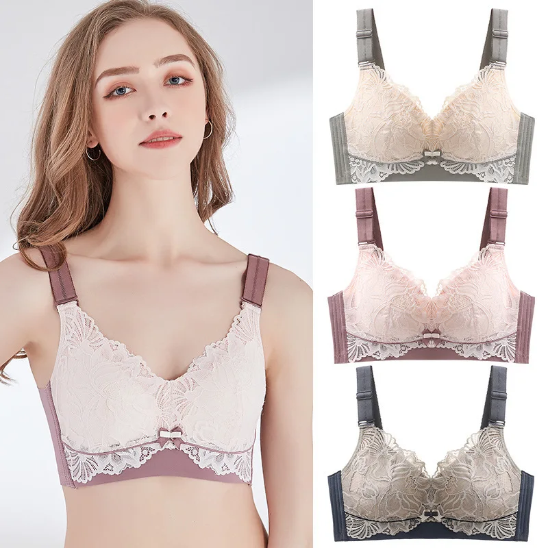 Female lace bra plus size 32AB-40C wireless lingerie comfortable