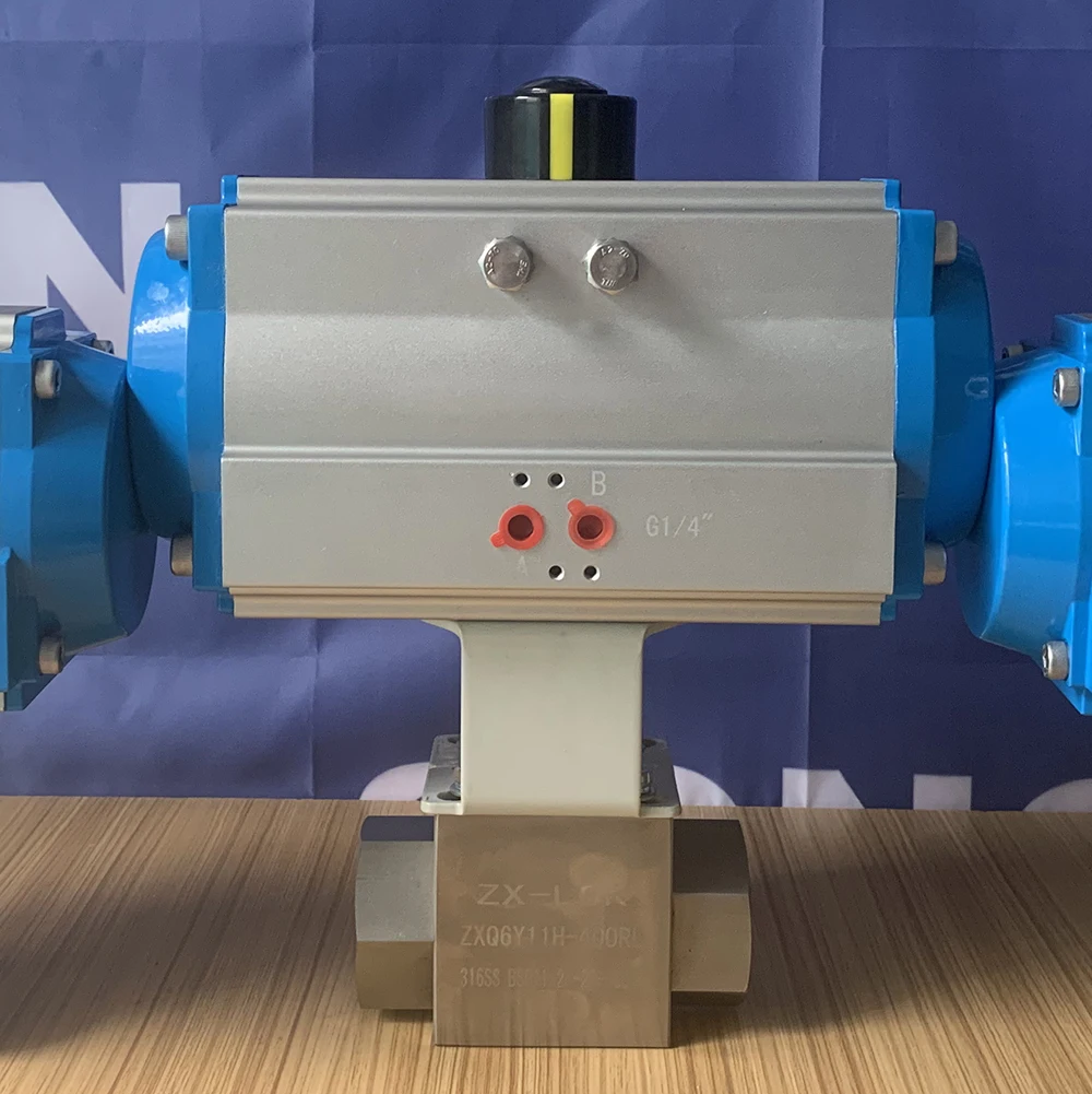 DN50 40Mpa кованые из нержавеющей стали 316 5000 фунтов/кв. дюйм высокое давление Гидравлический пневматический привод с 2 Путевым ПВХ шаровой клапан с пневматическим приводом