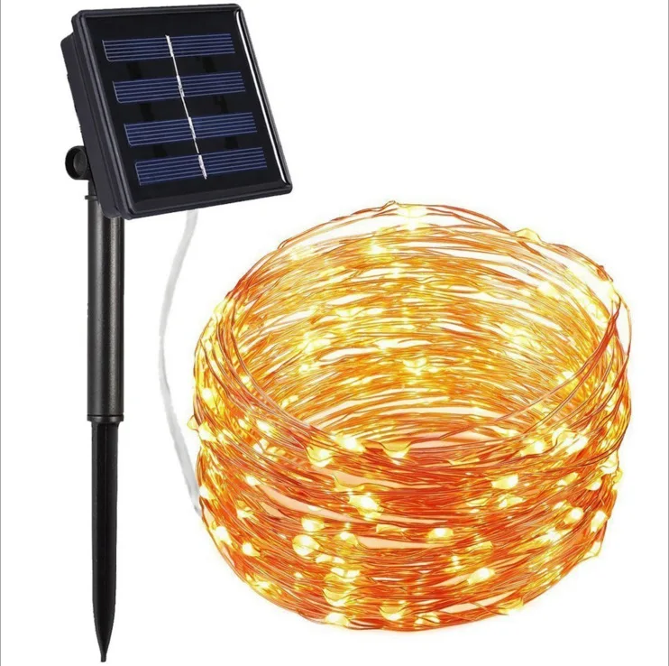 100/200 LED Solar Copper Wire String Lamp Outdoor Garden Decorative Light 