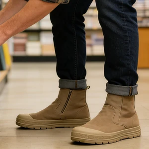 Outdoor Adventurers' Shoes High-Quality Breathable Lightweight Sturdy Shoes Elastic Band Side Zipper Trendy Hiking Casual Shoes